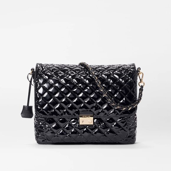 MZ Wallace Handbags - MZ Wallace Large Crosby Lock Crossbody in Black Lacquer